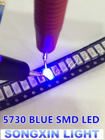 Diode électroluminescente SMD 100, 5730/5630 diodes électroluminescentes, lumière bleue LED bleu, 5730 nm, 3.0-3.6V, montage en Surface, pièces ► Photo 1/2