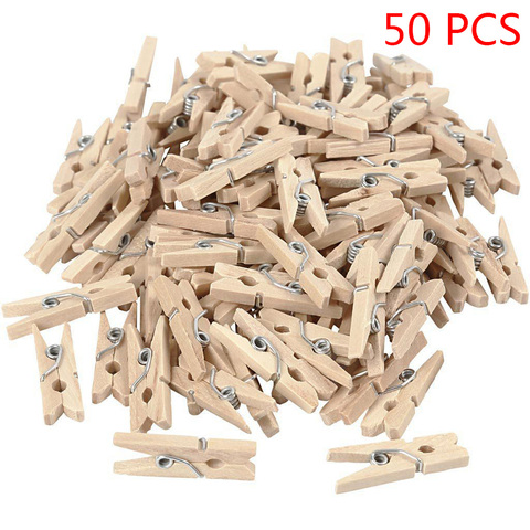 Mini Clips en bois naturel 25mm, 50/100 pièces, pour Photo, décoration artisanale ► Photo 1/6