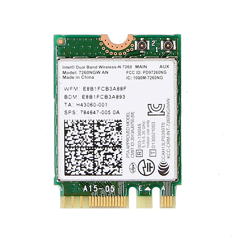 Mini carte sans fil double bande, wi-fi, Bluetooth 7260, compatible avec ordinateur portable HP/Asus/Acer/Dell/Toshiba, Intel 7260NGW AN 4.0 NGFF ► Photo 1/5