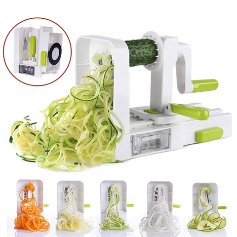 4 lames légumes Spiralizer pliant légumes pâtes & Spaghetti pomme de terre légumes spirale Cutter courgettes trancheuse ► Photo 1/6