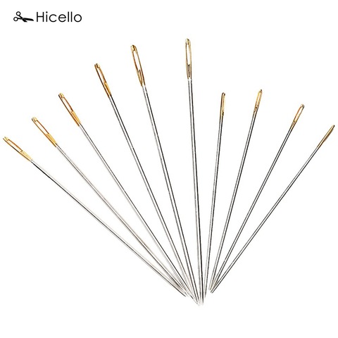 Hicello – aiguilles à coudre en acier inoxydable 10 pièces/sac, ensemble de broches à tête dorée, bricolage à domicile, accessoires de couture ménagers Costura ► Photo 1/6