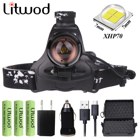 Litwod – lampe frontale puissante à Led Z20, puce XHP70, lampe torche avec zoom, lanterne, 32000lum, 32W, 2608 ► Photo 1/6