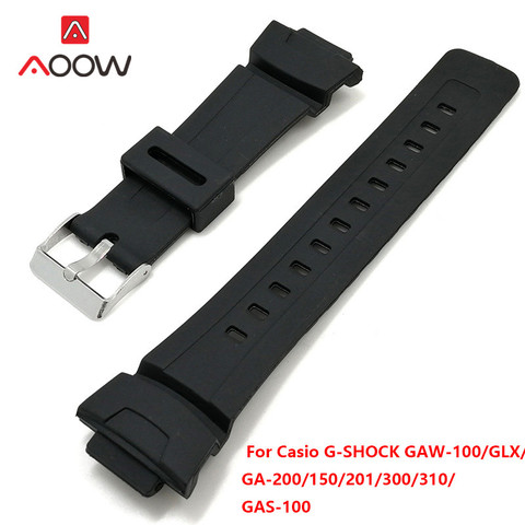 Bracelet de montre en Silicone pour Casio g-shock GAW-100 /GLX/ GA-200/150/201/300/310/GAS-100, noir, accessoires de rechange ► Photo 1/6
