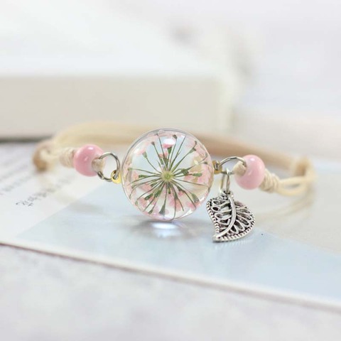 1 pièces nouveau réglable fleurs séchées plantes spécimens Bracelet boule pissenlit partout dans le ciel étoile copines amoureux cadeaux ► Photo 1/6