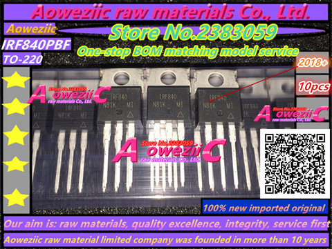 Aowezic – transistor à effet de champ MOSFET 2022 + 100, original IRF840PBF IRF840 TO-220, 500V 8A ► Photo 1/2