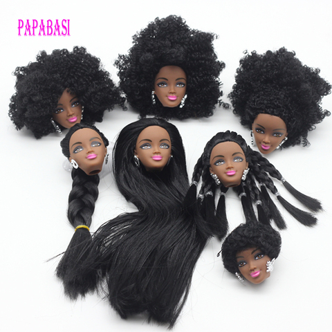 1 Pcs Noir Poupée Cheveux Tête Pour Poupées Barbie comme pour FR Poupées Noir Explosion Coiffure Meilleur DIY Cadeau Pour Des Filles poupée ► Photo 1/1