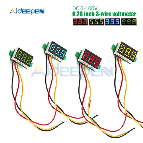 Voltmètre numérique à LED, 0.28 pouces, tension 0-100V, testeur de tension pour voiture Mobile, détecteur, 12V, rouge, vert, bleu, jaune ► Photo 1/6