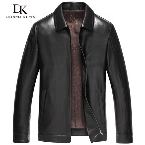 Dusen Klein hommes veste en cuir véritable automne vêtements d'extérieur noir/mince/Simple Style d'affaires/manteau en peau de mouton 14Z6608 ► Photo 1/6