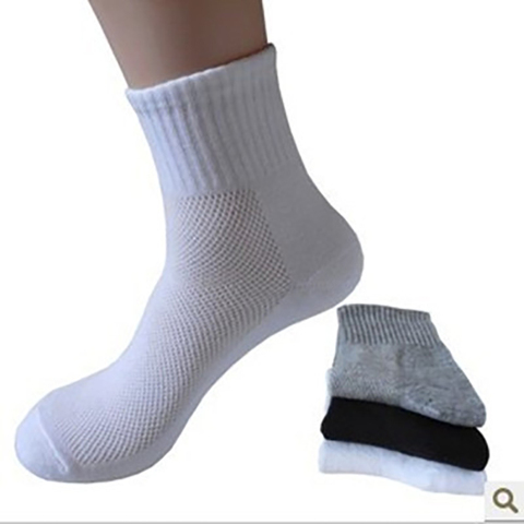 20 pièces = 10 paires été hommes chaussettes maille respirant affaires coton homme blanc noir gris mode chaussettes décontractées ► Photo 1/3