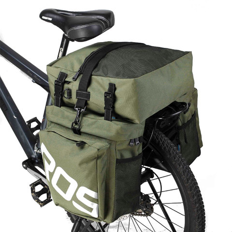 ROSWHEEL 3 en 1 vélo 35L vélo de route vtt porte-bagages arrière sac nouveau vélo porte-bagages sac armée vert vélo sacoche avec housse de pluie ► Photo 1/6
