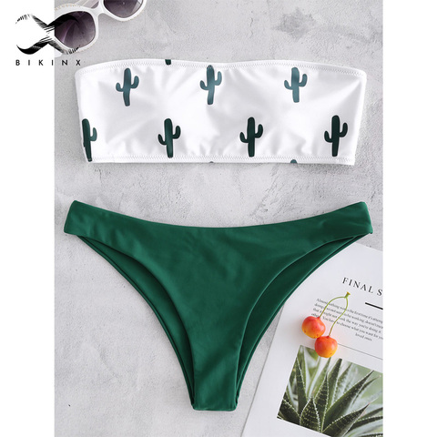 Bikinx – maillot de bain Bandeau imprimé Cactus, soutien-gorge push up, micro, sexy, pour les femmes, vêtements pour la plage, modèle nouveau 2022 ► Photo 1/6