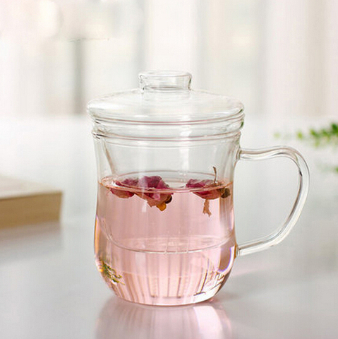 Tasse à thé en verre épais et résistant à la chaleur, avec couvercle, filtre transparent, trois tasses d'eau, 350ml, 1 pièce, JN 1026 ► Photo 1/6