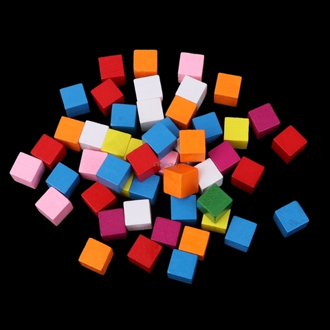 Cubes en bois colorés, 1 sac, blocs carrés, embellissements de décoration artisanale, bricolage, P41 ► Photo 1/1