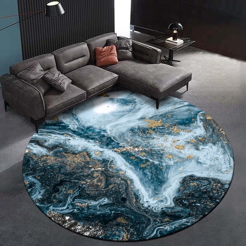 Tapis rond grand format, peinture à l'huile abstraite, photographie aérienne, décoration de chambre à coucher, chambre à coucher, tapis de sol circulaire, antidérapant ► Photo 1/6