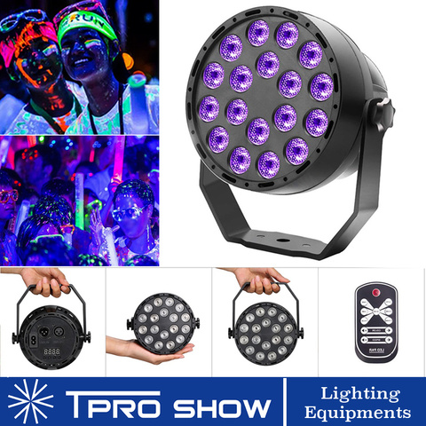 Projecteur à lumière UV LED pour Disco, 12/18/36/54 LED, lumière noire pour fête, son Dmx, stroboscope, effet d'éclairage de scène, Option à distance ► Photo 1/6