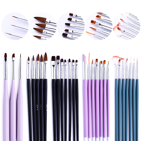 Ensemble de pinceaux à ongles pour manucure, stylo pour peinture et dessin, stylo à ongles en acrylique, brosses à doublure, Nail Art ► Photo 1/6