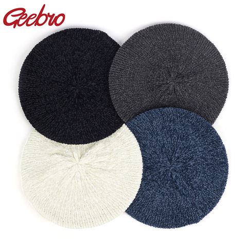 Geebro – béret classique en Chenille pour femme, béret léger, respirant, en acrylique, décontracté, pour dame, chapeau chaud, nouvelle collection ► Photo 1/6