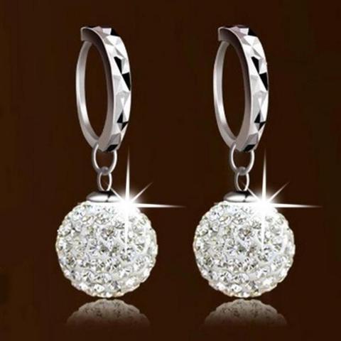 Boucles d'oreilles rondes et serties de strass pour femme, bijoux de mariage, style princesse sphérique, haute qualité, tendance ► Photo 1/3