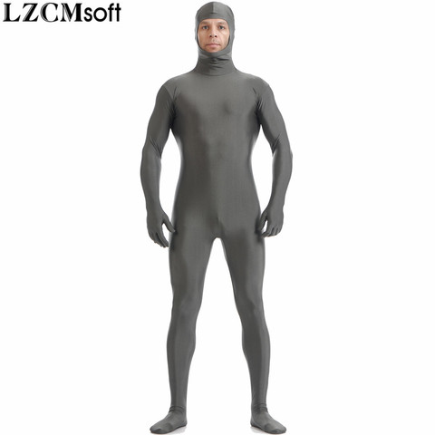 LZCMsoft – Costumes Zentai Cosplay en Spandex pour hommes, en Nylon, visage ouvert, collants pour tout le corps, Costumes d'halloween noirs pour adultes ► Photo 1/6