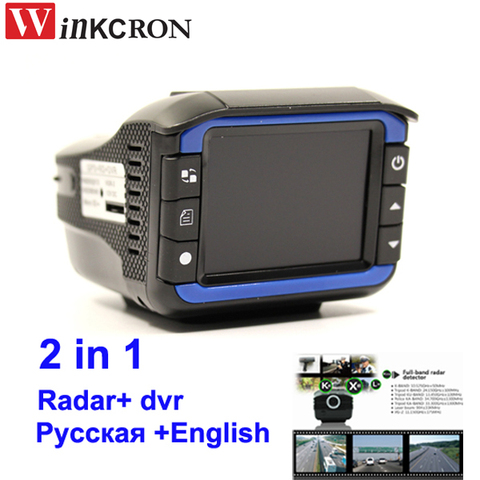 Détecteur de Radar DVR 2 en 1 pour voiture, caméra de tableau de bord 2.4 pouces TFT version russe et anglaise, objectif à 150 degrés, tachygraphe, dispositif d'avertissement de circulation ► Photo 1/1