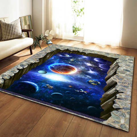 Tapis nordiques doux flanelle 3D imprimé tapis de sol salon galaxie espace tapis chambre tapis anti-dérapant tapis pour salon décor ► Photo 1/6