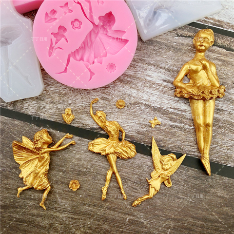 Moule en Silicone pour fille ange de Ballet 3D, outils de décoration de gâteaux fondants, cuisson de gâteaux, bonbons, chocolat, moule à pâte à gomme, décoration de gâteaux ► Photo 1/5