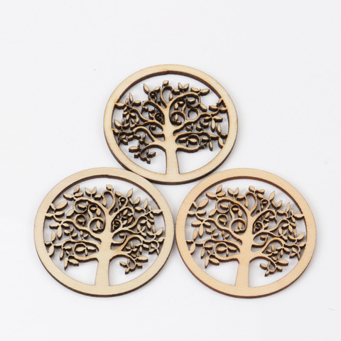 10 pièces de Collection de Scrapbooking en bois, motif d'arbre naturel, artisanat pour accessoire de couture fait à la main, décoration de maison, 50mm, MZ159 ► Photo 1/6