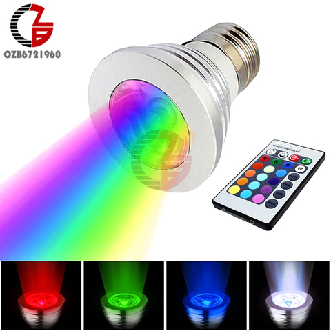 Spot lumineux magique RGB, 3W 16 couleurs avec télécommande, lampe à télécommande, E27 LED ► Photo 1/6