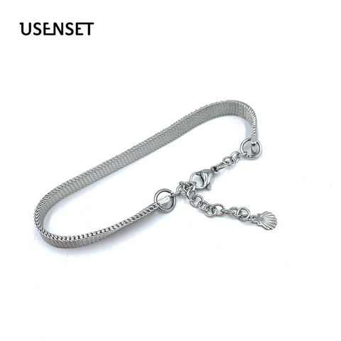 USENSET – Bracelet en maille acier inoxydable pour femme, bijoux de couleur argent, 6MM ► Photo 1/6