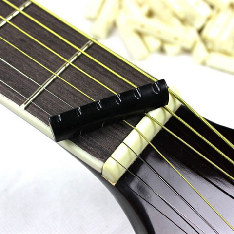 2 pièces/lot Buffalo Bone ivoire guitare supérieure pont écrou selle pour 6 cordes guitare acoustique Instrument de musique remplacement pièce de rechange ► Photo 1/1