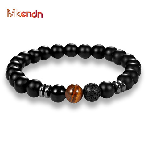 MKENDN-Bracelet en pierres naturelles pour hommes, minimaliste, breloques, perles en hématite, accessoires pour Yoga, bijoux à bricoler soi-même ► Photo 1/6