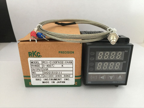 Contrôleur de température RKC PID REX-C100, double numérique, avec thermocouple K, sortie SSR ► Photo 1/2