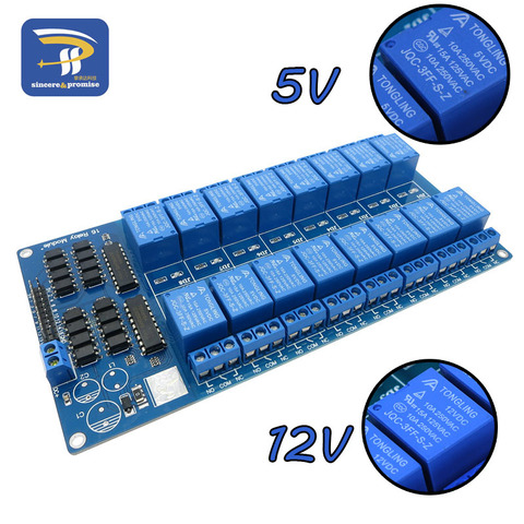 Carte d'interface de Module de relais DC 5V 12V seize 16 canaux avec Protection optocoupleur puissance LM2576 pour arduino Kit de bricolage ► Photo 1/6