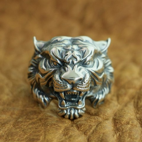 LINSION 925 en argent Sterling haute détails bague tigre hommes Biker Punk anneau TA130 taille américaine 7 ~ 15 ► Photo 1/6