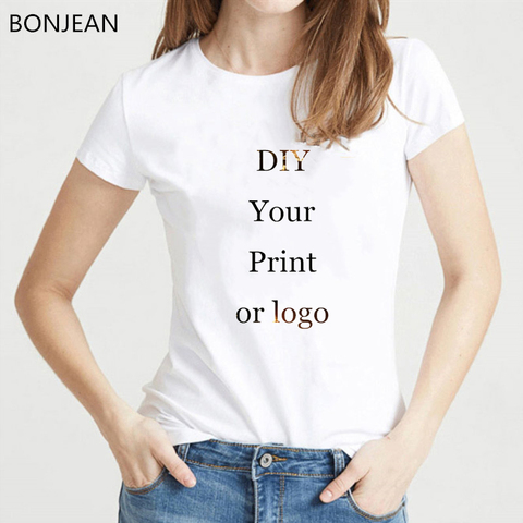 T-shirt imprimé pour femme, ton propre design, avec photo, haut d'été, t-shirt blanc, t-shirt humoristique ► Photo 1/6