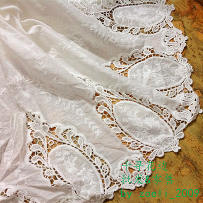 Jupe brodée en dentelle blanche ivoire, textile pour vêtements de bricolage, tissus de symétrie bilatérale, largeur 130CM ► Photo 1/4