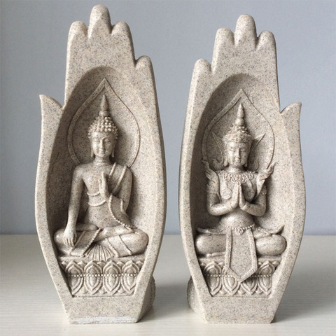 Sculptures à main de bouddha, 2 pièces, Statue de moine Tathagata, inde, Yoga moderne, décoration nordique pour la maison, accessoires de décoration pour le bureau ► Photo 1/6