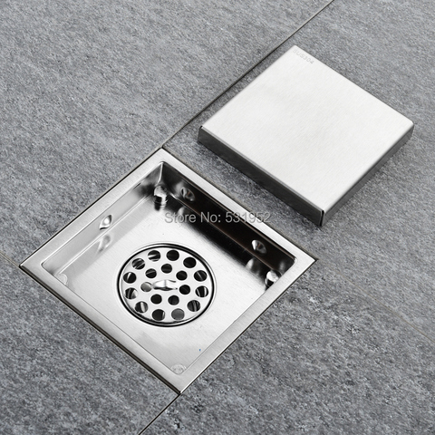 Drain Invisible pour sol, pour salle de bain, douche et salle de bain, avec grille pour déchets, 100mm x 100mm ► Photo 1/6