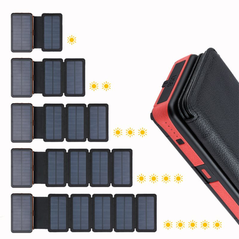 Pliable batterie portable solaire 20000mAh double USB étanche powerbank batterie externe panneau solaire chargeur pour Xiaomi iphone HUAWEI ► Photo 1/1
