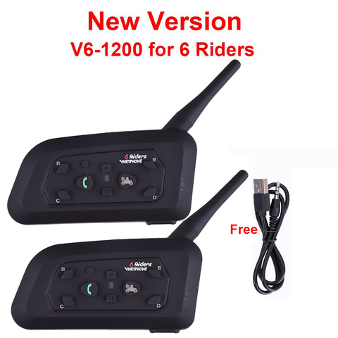 Vnetphone-oreillette Bluetooth V6 Multi BT pour Moto, appareil de communication pour 6 motocyclistes, kit mains-libres à portée de 1200M ► Photo 1/6