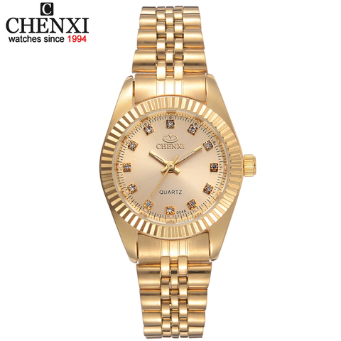 CHENXI marque haut de gamme dames montre en or femmes horloge dorée femmes robe strass Quartz étanche montres féminines ► Photo 1/6