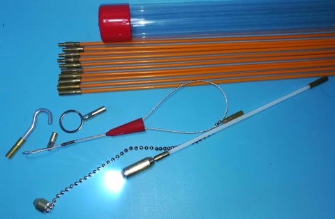 Sanke – Kits d'accès de câbles 10x60cm, 10 pièces, tiges avec crochet, anneaux, lumière LED, aimant, extracteur de câble à chaîne ► Photo 1/6