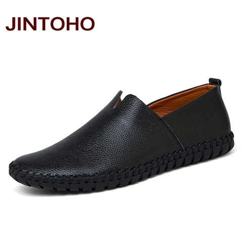 JINTOHO Grande Taille Hommes Véritable Chaussures En Cuir De Mode Glissement Sur chaussures Pour Hommes En Cuir Italien Hommes Mocassins De Luxe Marque Hommes chaussures ► Photo 1/6