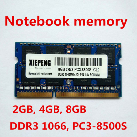 Mémoire de serveur d'ordinateur portable, modèle DDR3, capacité 4 go 8 go 2 go, fréquence d'horloge PC3-8500S/1066/1066 MHz, RAM pc3 8500, broches 204 broches, SODIMM ► Photo 1/6