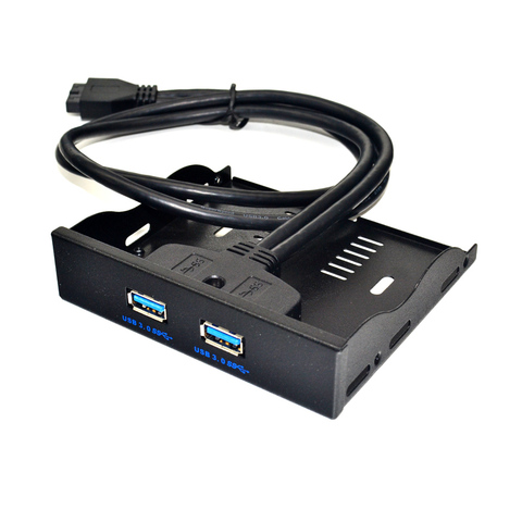 H1111Z – adaptateur de câble d'extension Hub USB 3.0, 20 broches, 2 ports USB 3.5, panneau avant, pouces, support métallique pour ordinateur de bureau, baie de disquette, nouveau ► Photo 1/1