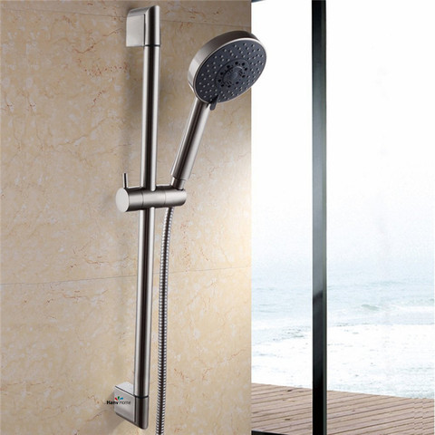 Barre de douche coulissante en acier inoxydable ABS, Nickel brossé, barre de douche, colonne montante, pomme de douche, support et tuyau 1.5 ► Photo 1/6