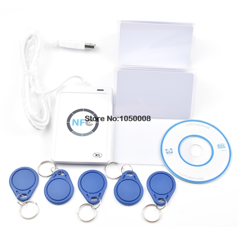 USB ACR122U-A9 NFC lecteur graveur duplicateur RFID carte à puce + 5 pièces UID cartes changeantes + 5 pièces UID Keyfob + 1 SDK CD ► Photo 1/4