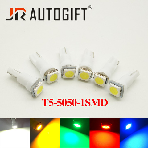 Ampoule de tableau de bord de voiture, 10 pièces, T5 W3W W1.2W 5050 T5 17 37 73 74 5050 LED 24/12V rouge/bleu/vert/jaune, Auto lampe à LED ► Photo 1/6