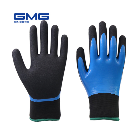 Gants de travail chauds pour l'hiver, étanches en Nitrile, Double coque, thermiques, de sécurité ► Photo 1/6