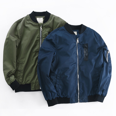 2022 Printemps Automne Vestes pour Garçon Manteau Bomber Veste Armée Vert de Garçon Coupe-Vent Veste D'hiver Enfants Enfants Veste solide ► Photo 1/6